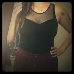 Black mesh dot body suit